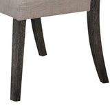 Benzara Wooden Side chair with Tufted Back, Set of 2, Brown and Gray BM204535 Brown and Gray Wood and Fabric BM204535