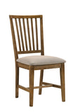 Benzara Wooden Dining Side Chairs with Tapered Legs, Beige and Brown BM204544 Beige and brown Wood and fabric. BM204544