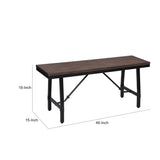 Benzara Industrial Wood and Metal Bench with Tube Leg Support, Brown and Black BM204547 Brown and black Metal, wood and composite wood. BM204547