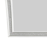 Benzara Modern Style Wooden Decorative Mirror with Rhinestone Inlays, Silver BM204549 Silver Wood, Rhinestones, Mirror and Composite Wood BM204549