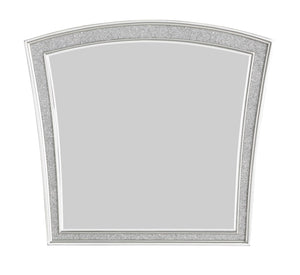 Benzara Modern Style Wooden Decorative Mirror with Rhinestone Inlays, Silver BM204549 Silver Wood, Rhinestones, Mirror and Composite Wood BM204549