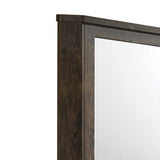 Benzara Transitional Style Wooden Decorative Mirror with Grooved Panels, Brown BM204558 Brown Wood, Mirror, Paper Veneer and Composite Wood BM204558