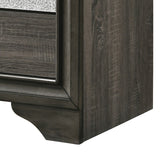 Benzara Transitional Style 3 Drawer Wooden Nightstand with Bracket Feet, Gray BM204561 Gray Wood, Acrylic, Veneer and Composite Wood BM204561