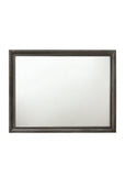 Transitional Style Wooden Decorative Mirror with Beveled Edges, Gray