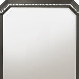 Benzara Contemporary Style Wooden Decorative Mirror with LED Lights, Gray BM204568 Gray Wood, Mirror, LED and Composite Wood BM204568