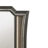 Benzara Contemporary Style Wooden Decorative Mirror with LED Lights, Gray BM204568 Gray Wood, Mirror, LED and Composite Wood BM204568