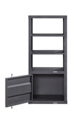 Benzara Industrial Style Metal Left Side Pier with 1 Compartment, Gray BM204578 Gray Metal BM204578