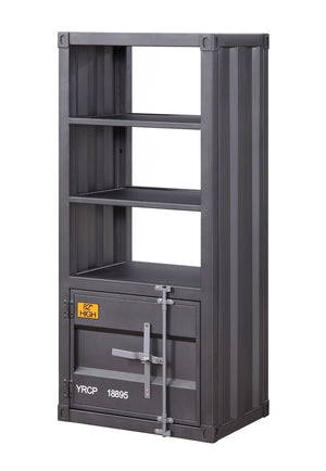 Benzara Industrial Style Metal Left Side Pier with 1 Compartment, Gray BM204578 Gray Metal BM204578