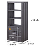 Benzara Industrial Style Metal Left Side Pier with 1 Compartment, Gray BM204578 Gray Metal BM204578