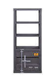 Benzara Industrial Style Metal Right Side Pier with Storage Compartment, Gray BM204579 Gray Metal BM204579