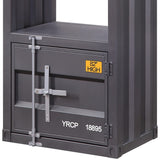 Benzara Industrial Style Metal Right Side Pier with Storage Compartment, Gray BM204579 Gray Metal BM204579