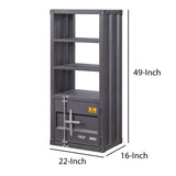 Benzara Industrial Style Metal Right Side Pier with Storage Compartment, Gray BM204579 Gray Metal BM204579