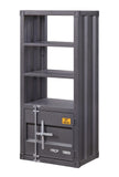 Benzara Industrial Style Metal Right Side Pier with Storage Compartment, Gray BM204579 Gray Metal BM204579