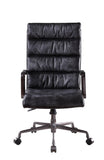 Benzara Leatherette Upholstered Wooden Office Chair with 5 Star Base, Black BM204582 Black Metal, Faux Leather and Wood BM204582