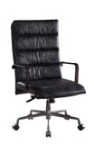 Leatherette Upholstered Wooden Office Chair with 5 Star Base, Black