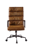 Benzara Faux Leather Upholstered Wooden Office Chair with 5 Star Base, Brown BM204583 Brown Metal, Faux Leather and Wood BM204583