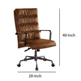 Benzara Faux Leather Upholstered Wooden Office Chair with 5 Star Base, Brown BM204583 Brown Metal, Faux Leather and Wood BM204583