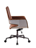 Benzara Faux Leather Upholstered Wooden Office Chair with Lift Mechanism,Brown BM204584 Brown Metal, Faux Leather and Wood BM204584