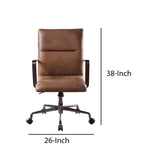 Benzara 5 Star Base Faux Leather Upholstered Wooden Office Chair , Brown BM204585 Brown Metal, Faux Leather and Wood BM204585