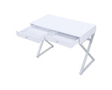 Benzara Wooden Rectangular Desk with Storage and X Shaped Legs, White BM204588 White Metal, Wood and Veneer BM204588