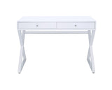 Benzara Wooden Rectangular Desk with Storage and X Shaped Legs, White BM204588 White Metal, Wood and Veneer BM204588