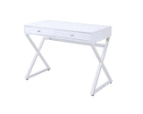 Benzara Wooden Rectangular Desk with Storage and X Shaped Legs, White BM204588 White Metal, Wood and Veneer BM204588