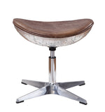 Benzara Faux Leather Upholstered Aluminum Stool with Curved Seating, Brown BM204590 Brown Aluminum, Faux leather and Wood BM204590