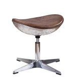 Faux Leather Upholstered Aluminum Stool with Curved Seating, Brown