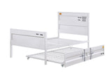 Benzara Industrial Style Metal Twin Size Bed with Straight Leg Support, White BM204604 White Metal BM204604