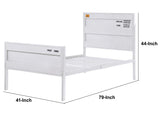 Benzara Industrial Style Metal Twin Size Bed with Straight Leg Support, White BM204604 White Metal BM204604