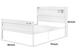 Benzara Industrial Style Metal Full Size Bed with Straight Leg Support, White BM204605 White Metal BM204605