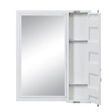 Benzara Industrial Style Metal Vanity Mirror with Recessed Door Storage, White BM204607 White Metal, Mirror and Composite Wood BM204607