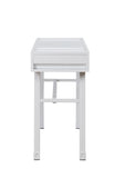 Benzara Industrial Style Metal and Wood 1 Drawer Vanity Desk, White BM204608 White Metal, Wood BM204608