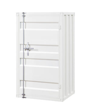 Benzara Industrial Style Metal Chest with Recessed Door Front, White BM204609 White Metal BM204609