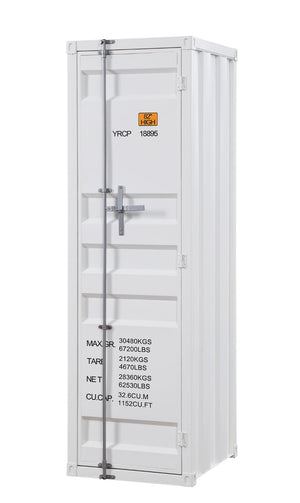 Benzara Industrial Style Metal Wardrobe with Recessed Door Front, White BM204610 White Metal BM204610