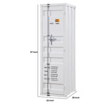 Benzara Industrial Style Metal Wardrobe with Recessed Door Front, White BM204610 White Metal BM204610