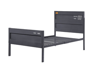 Benzara Industrial Style Metal Twin Size Bed with Straight Leg Support, Gray BM204612 Gray Metal BM204612