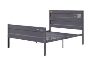 Benzara Industrial Style Metal Full Size Bed with Straight Leg Support, Gray BM204613 Gray Metal BM204613