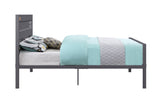 Benzara Industrial Style Metal Full Size Bed with Straight Leg Support, Gray BM204613 Gray Metal BM204613