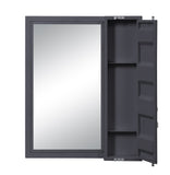 Benzara Industrial Style Metal Vanity Mirror with Recessed Door Storage, Gray BM204615 Gray Metal, Mirror and Composite Wood BM204615