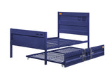 Benzara Industrial Style Metal Twin Size Bed with Straight Leg Support, Blue BM204620 Blue Metal BM204620