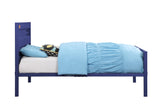 Benzara Industrial Style Metal Twin Size Bed with Straight Leg Support, Blue BM204620 Blue Metal BM204620