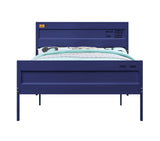 Benzara Industrial Style Metal Full Size Bed with Straight Leg Support, Blue BM204621 Blue Metal BM204621