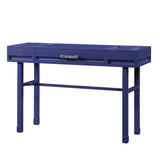 Industrial Style Metal and Wood 1 Drawer Vanity Desk, Blue