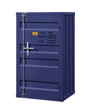 Benzara Industrial Style Metal Chest with Recessed Door Front, Blue BM204625 Blue Metal BM204625