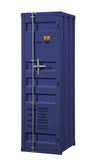 Benzara Industrial Style Metal Wardrobe with Recessed Door Front, Blue BM204626 Blue Metal BM204626
