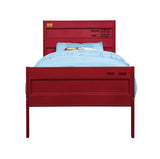 Benzara Industrial Style Metal Twin Size Bed with Straight Leg Support, Red BM204628 Red Metal BM204628