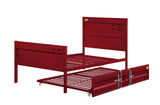 Benzara Industrial Style Metal Twin Size Bed with Straight Leg Support, Red BM204628 Red Metal BM204628