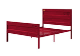 Industrial Style Metal Full Size Bed with Straight Leg Support, Red