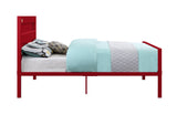 Benzara Industrial Style Metal Full Size Bed with Straight Leg Support, Red BM204629 Red Metal BM204629